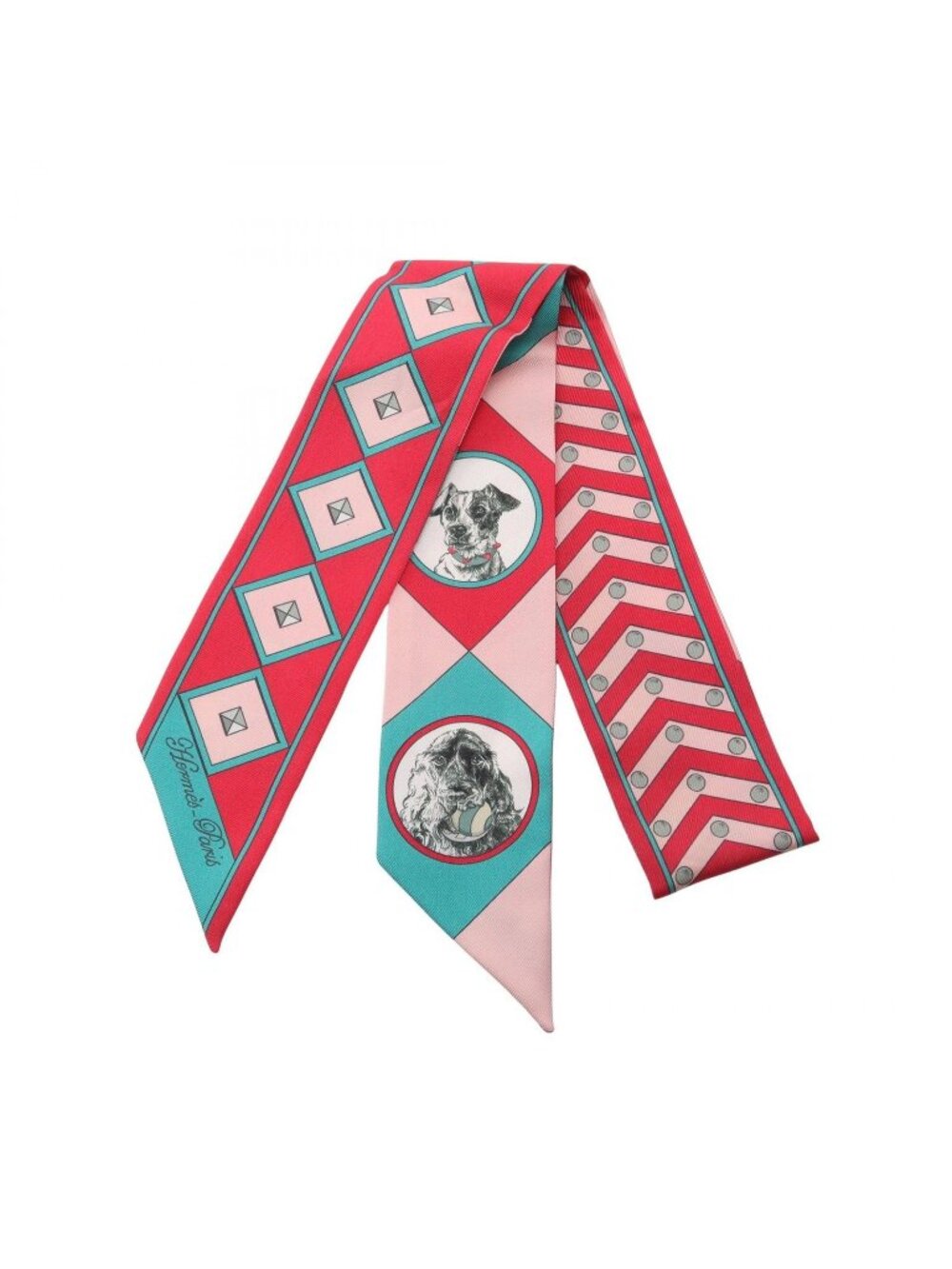 Hermes Scarf Twilly Colliers de Chiens Ribbon Silk